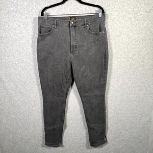 Lee Jeans Womens 16 Gray Denim Cotton Stretch Light Wash High Rise Skinny Leg